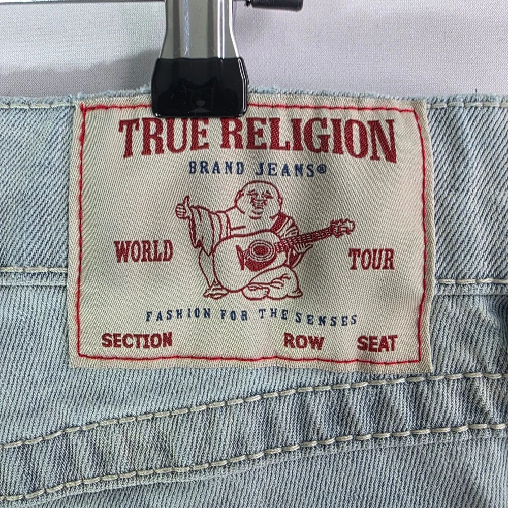 True Religion Ricky Relaxed Straight Light Wash Denim Jeans Mens 31x33
